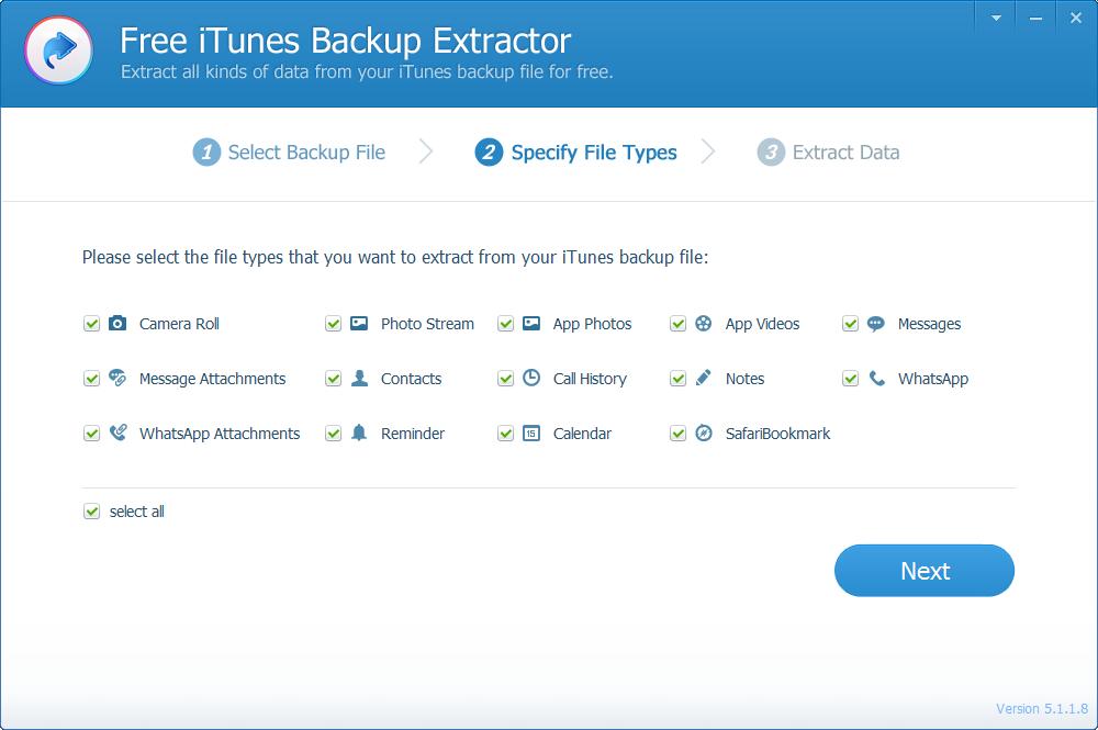 Windows 10 Free iTunes Backup Extractor full